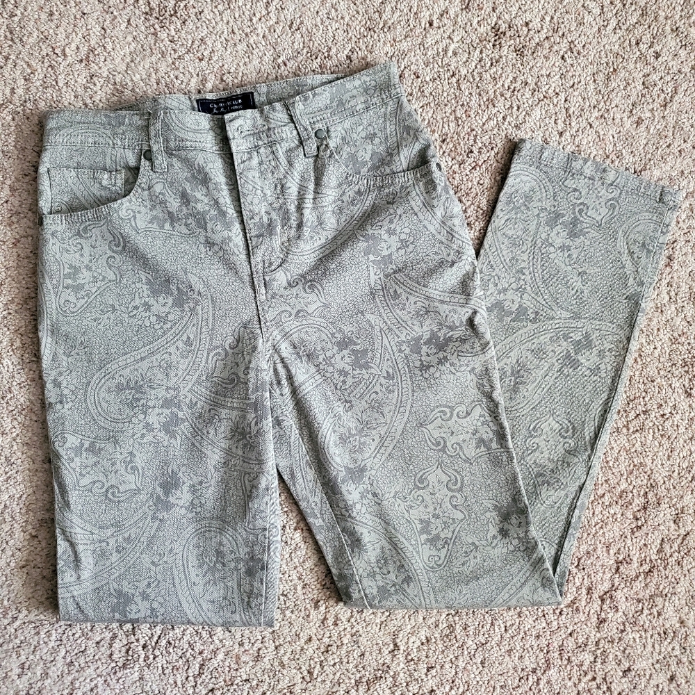 Ladies Grey Paisley Denim Jeans, size 2P